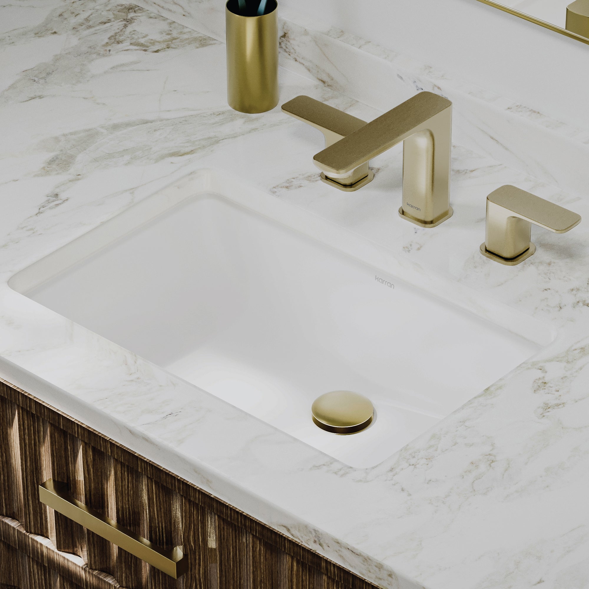 Karran Valera 14.5" x 21" Rectangular Undermount Vitreous China ADA Bathroom Sink, White, VC-116-WH