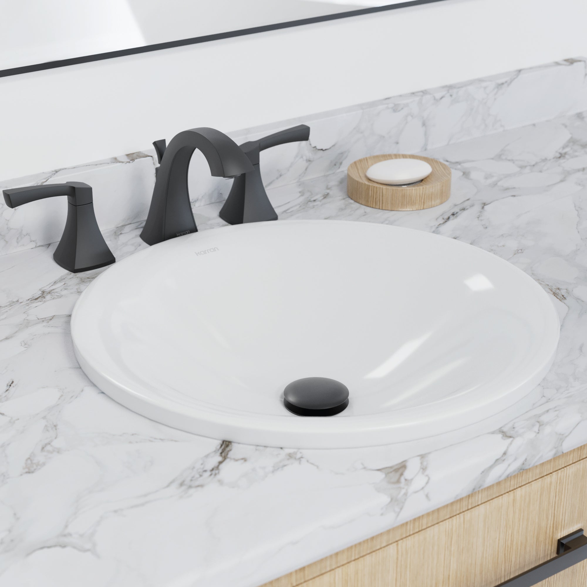 Alternative View of Karran Valera 17.75" x 17.75" x 3.5" Round Vessel Vitreous China ADA Bathroom Sink, White, VC-203-WH