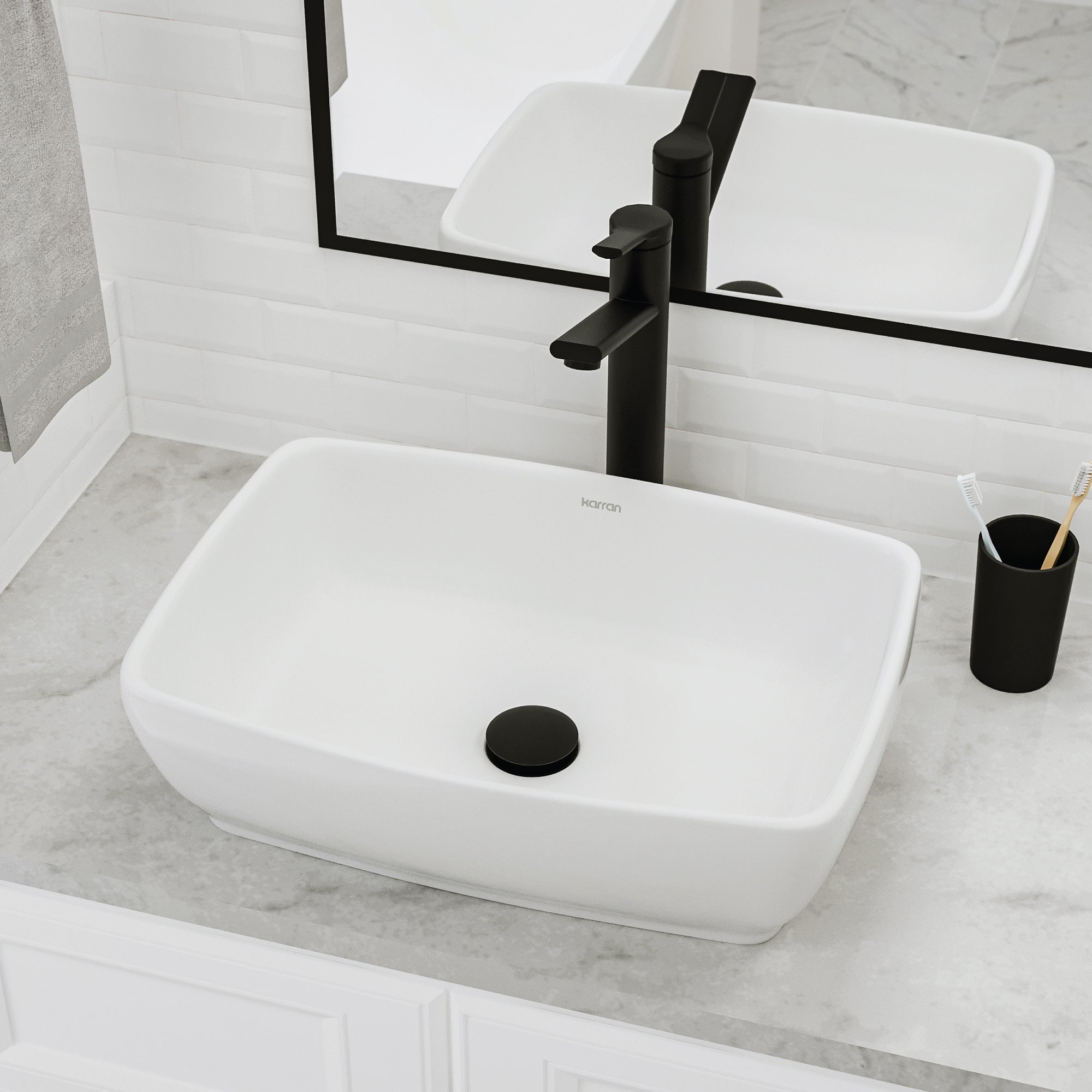 Alternative View of Karran Valera 19" x 13.25" x 4.5" Rectangular Vessel Vitreous China ADA Bathroom Sink, White, VC-502-WH