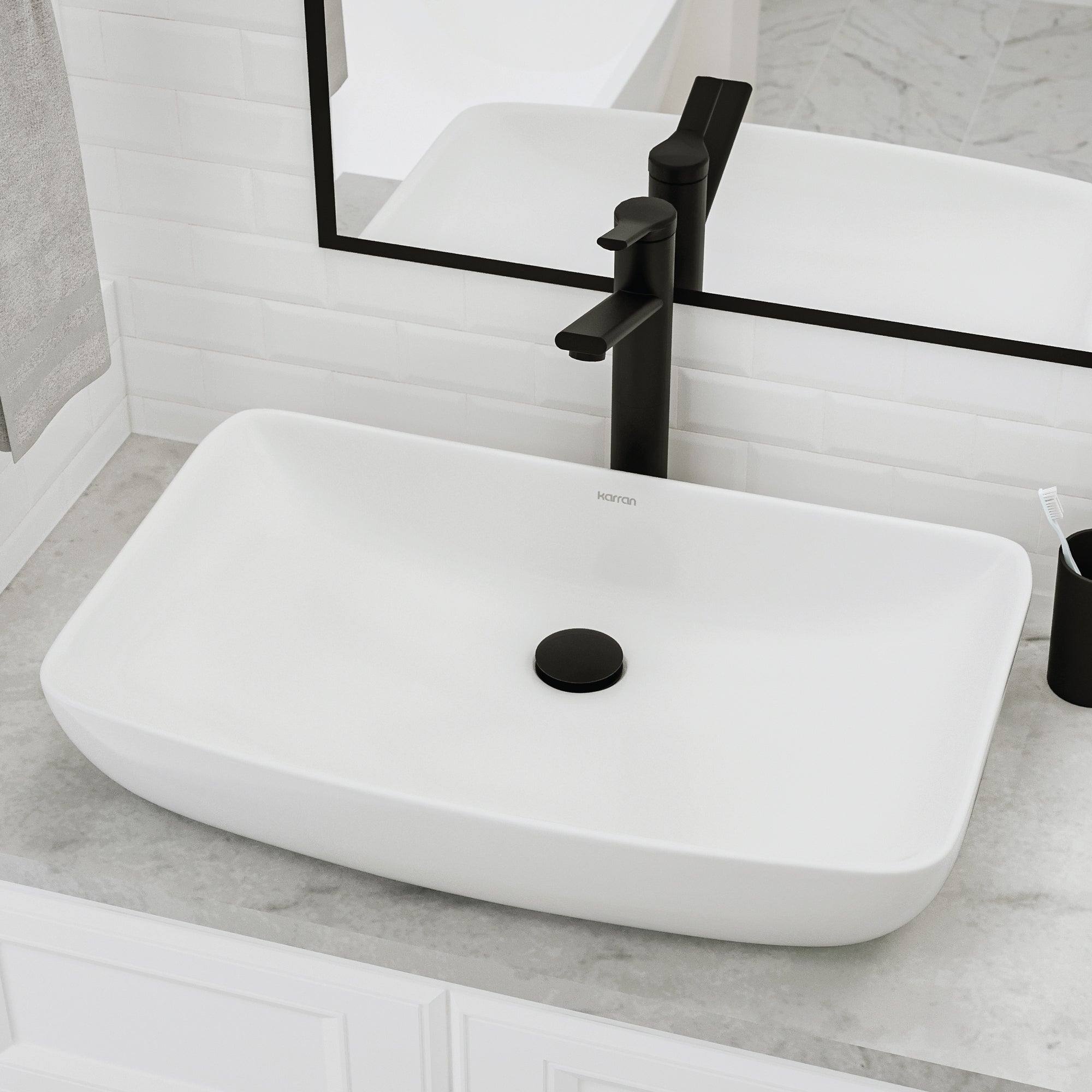 Alternative View of Karran Valera 24" x 15.5" x 4" Rectangular Vessel Vitreous China ADA Bathroom Sink, White, VC-504-WH