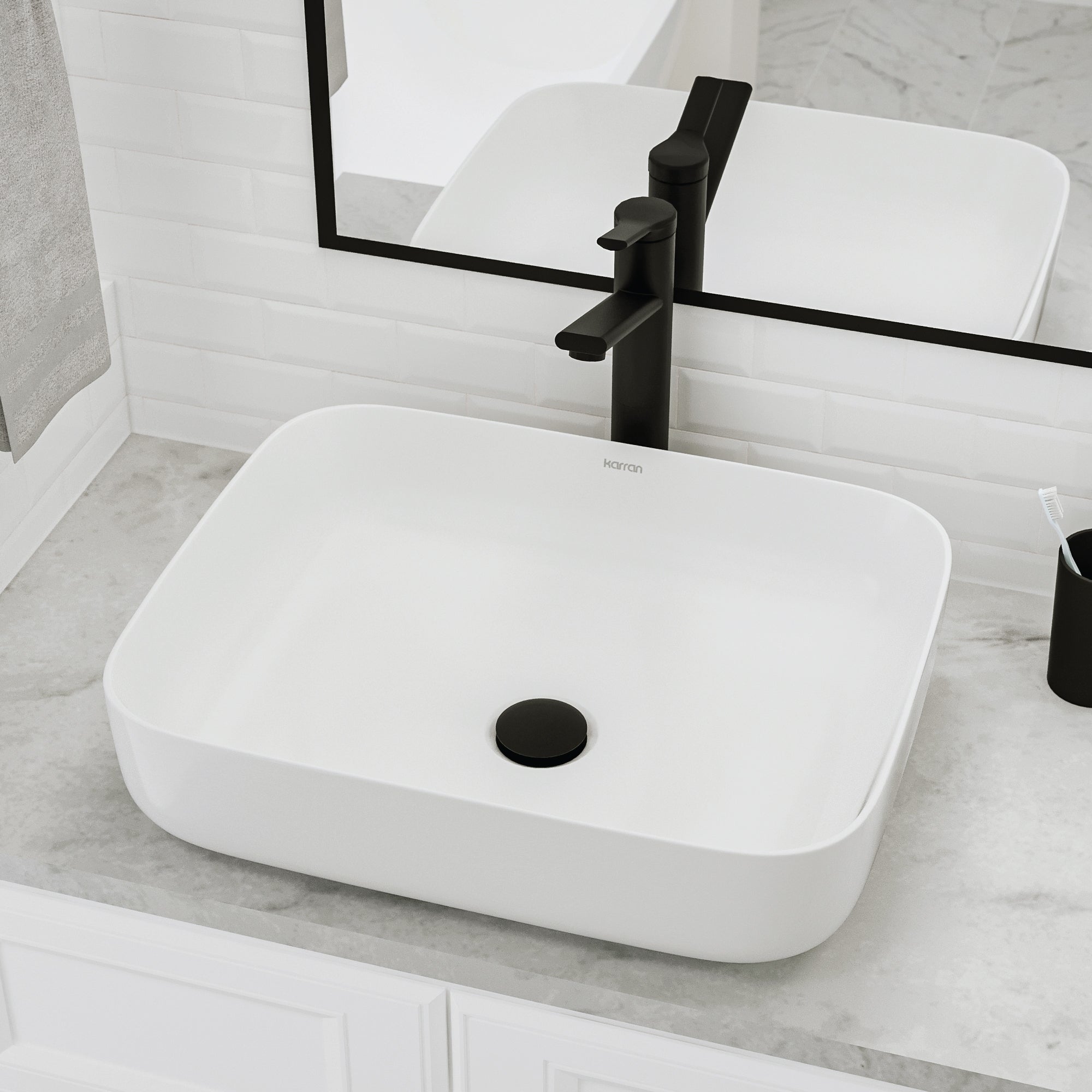 Alternative View of Karran Valera 20" x 15.875" x 4.5" Rectangular Vessel Vitreous China ADA Bathroom Sink, White, VC-505-WH