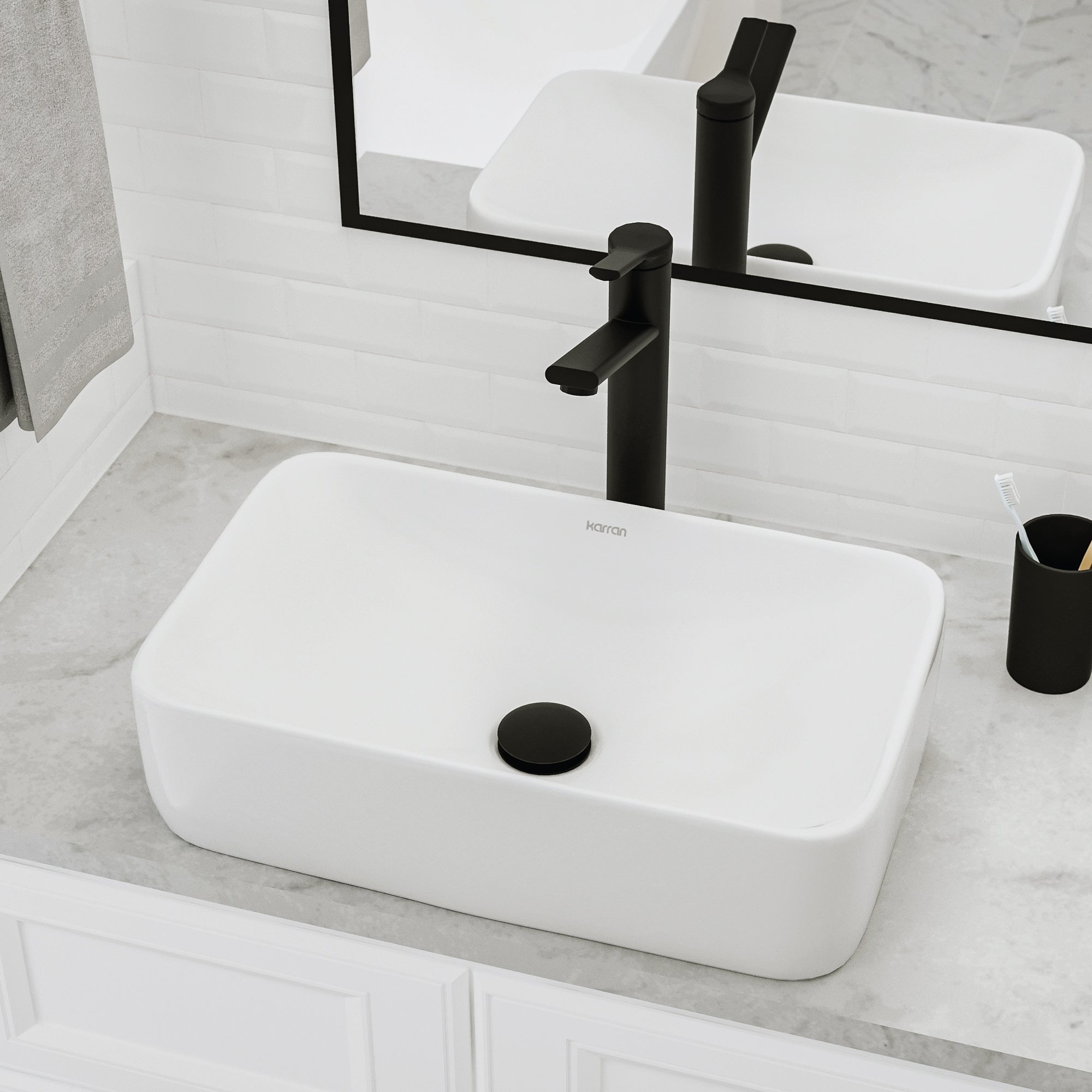 Alternative View of Karran Valera 19" x 11.5" x 3.75" Rectangular Vessel Vitreous China ADA Bathroom Sink, White, VC-507-WH