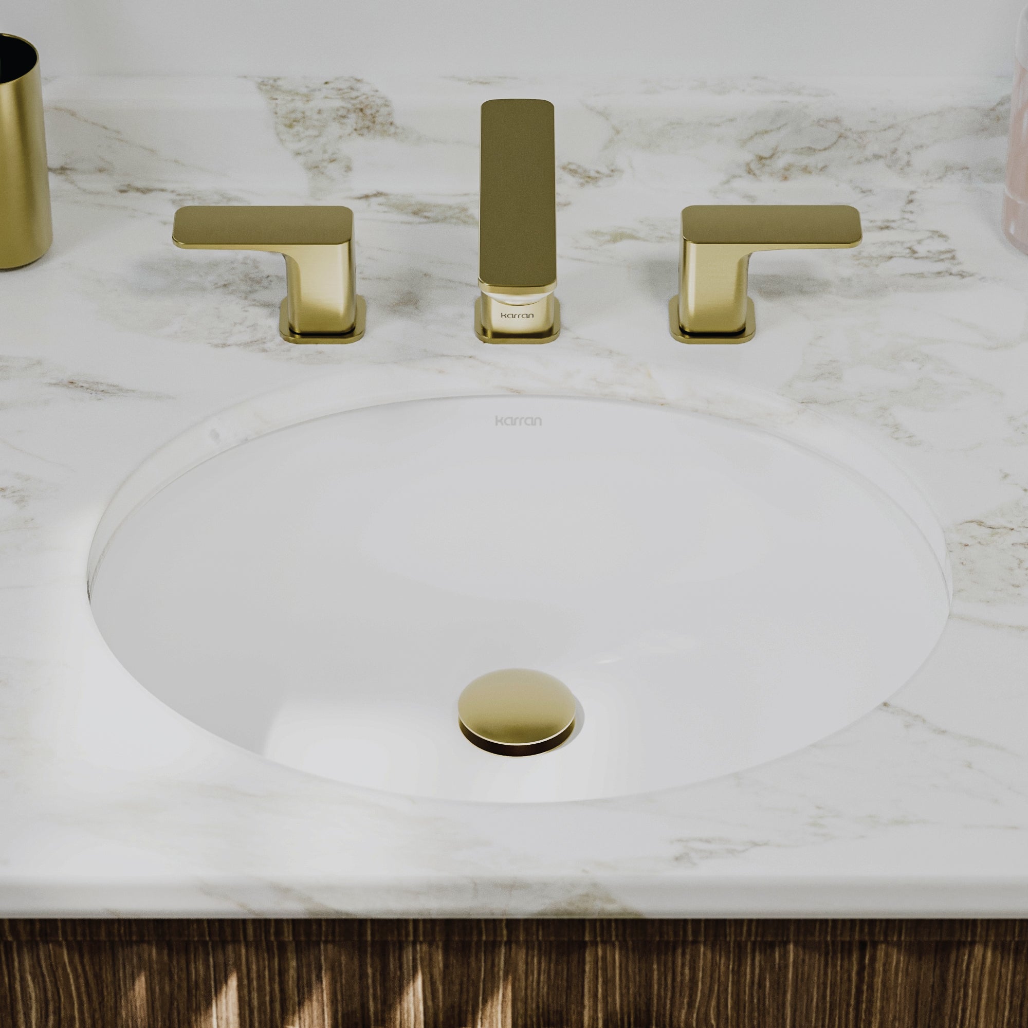 Karran Valera 15.75" x 19.25" Oval Undermount Vitreous China ADA Bathroom Sink, White, VC-104-WH