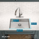 Elkay Crosstown 26" Undermount Stainless Steel ADA Kitchen Sink, Polished Satin, 18 Gauge, ECTRUAD241755