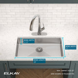 Elkay Crosstown 30" Undermount Stainless Steel ADA Kitchen Sink, Polished Satin, 18 Gauge, ECTRUAD281755