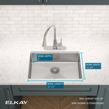 Elkay Crosstown 25" Dual Mount Stainless Steel ADA Kitchen Sink, Polished Satin, 1 Faucet Hole, ECTSRAD2522601