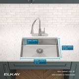 Elkay Crosstown 25" Dual Mount Stainless Steel ADA Kitchen Sink, Polished Satin, 4 Faucet Holes, ECTSRAD2522604