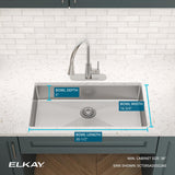Elkay Crosstown 33" Dual Mount Stainless Steel ADA Kitchen Sink, Polished Satin, 5 Faucet Holes, ECTSRSAD3322605