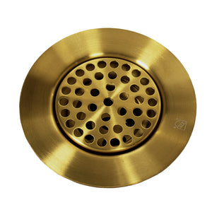 Alternate Image for Nantucket Sinks Premium Accessories 3 inch Utility Sink Grid Drain Satin Brass, Stainless Steel/Brass, 16 Gauge, 3CHGRSB