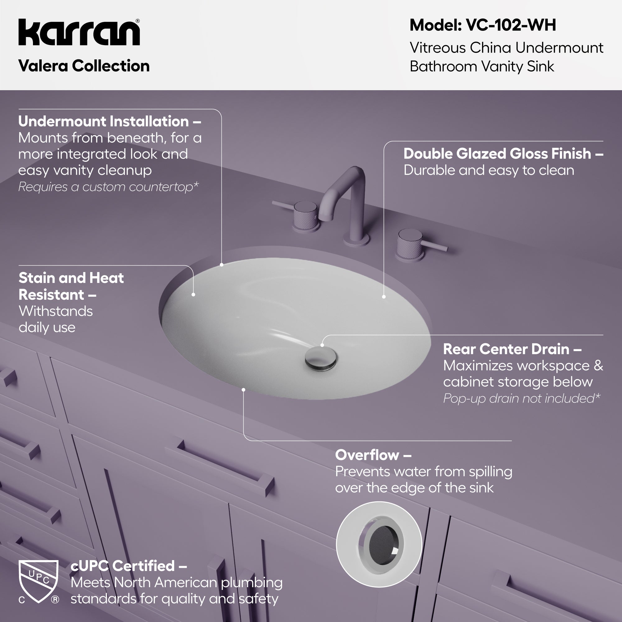 Karran 19 oval bathroom sink white informational image