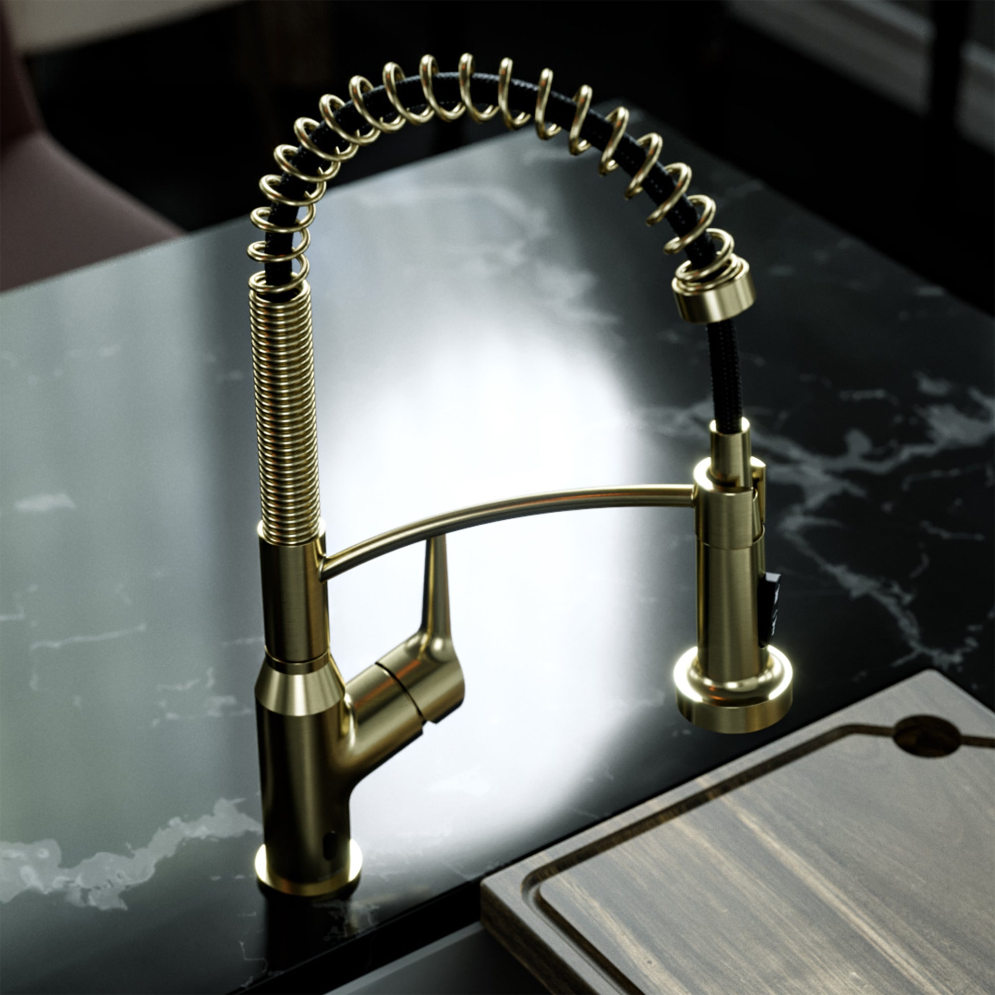Karran scottsdale touchless pull-down kitchen faucet spot-free brushed gold lifestyle image