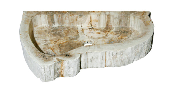Allstone 25.5"x16.5"x4" Petrified Wood Stone Vessel Sink, Beige, Cream, PEWD--#04-6