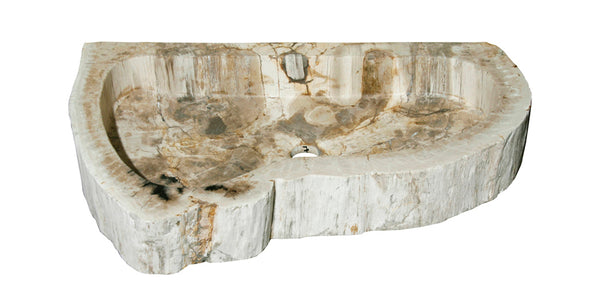 Allstone 26"x16.5"x4" Petrified Wood Stone Vessel Sink, Beige, Cream, PEWD--#04-7