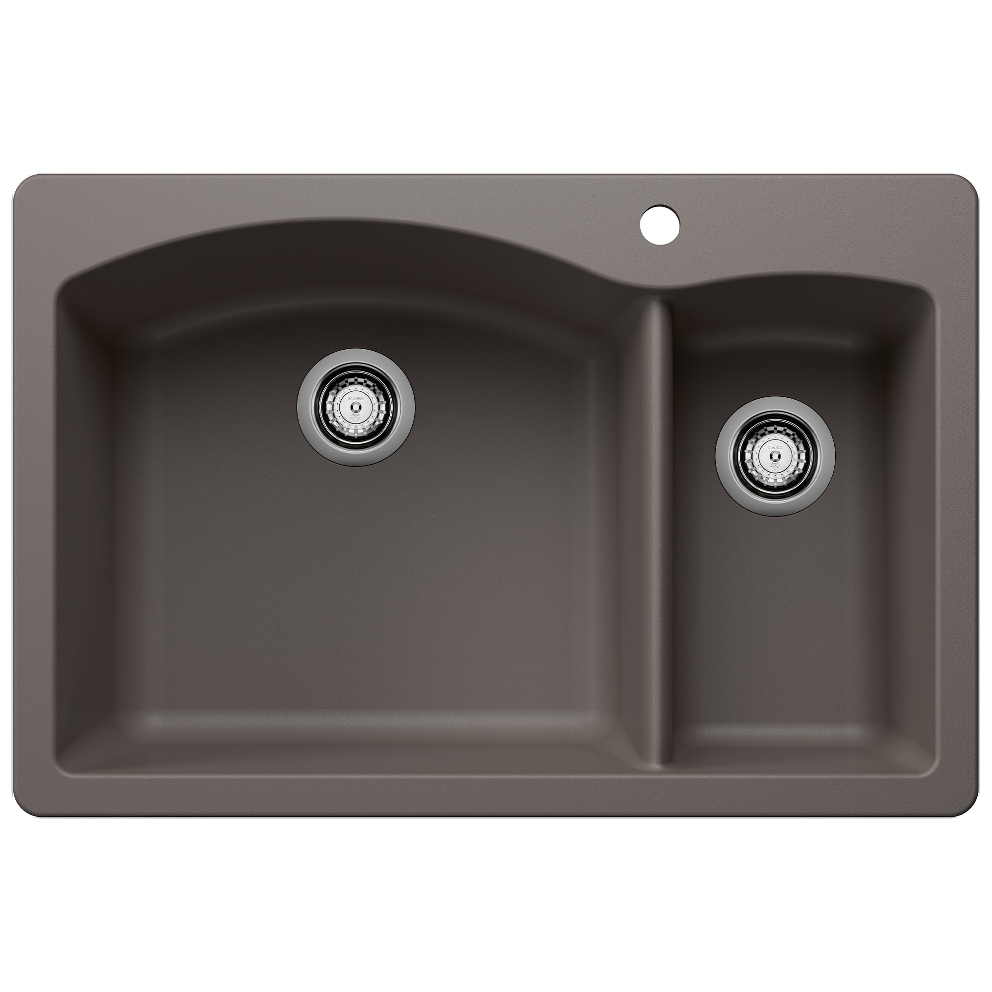 DIAMOND Dual Mount Granite Composite 33 in. 1-Hole 70/30 Double Bowl Kitchen Sink in Metallic Gray