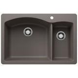 Blanco Diamond 33" Dual Mount Granite Composite Kitchen Sink, Silgranit, 70/30 Double Bowl, Volcano Gray, 443099