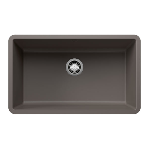 Blanco Precis 30" Undermount Granite Composite Kitchen Sink, Silgranit, Volcano Gray, 443120
