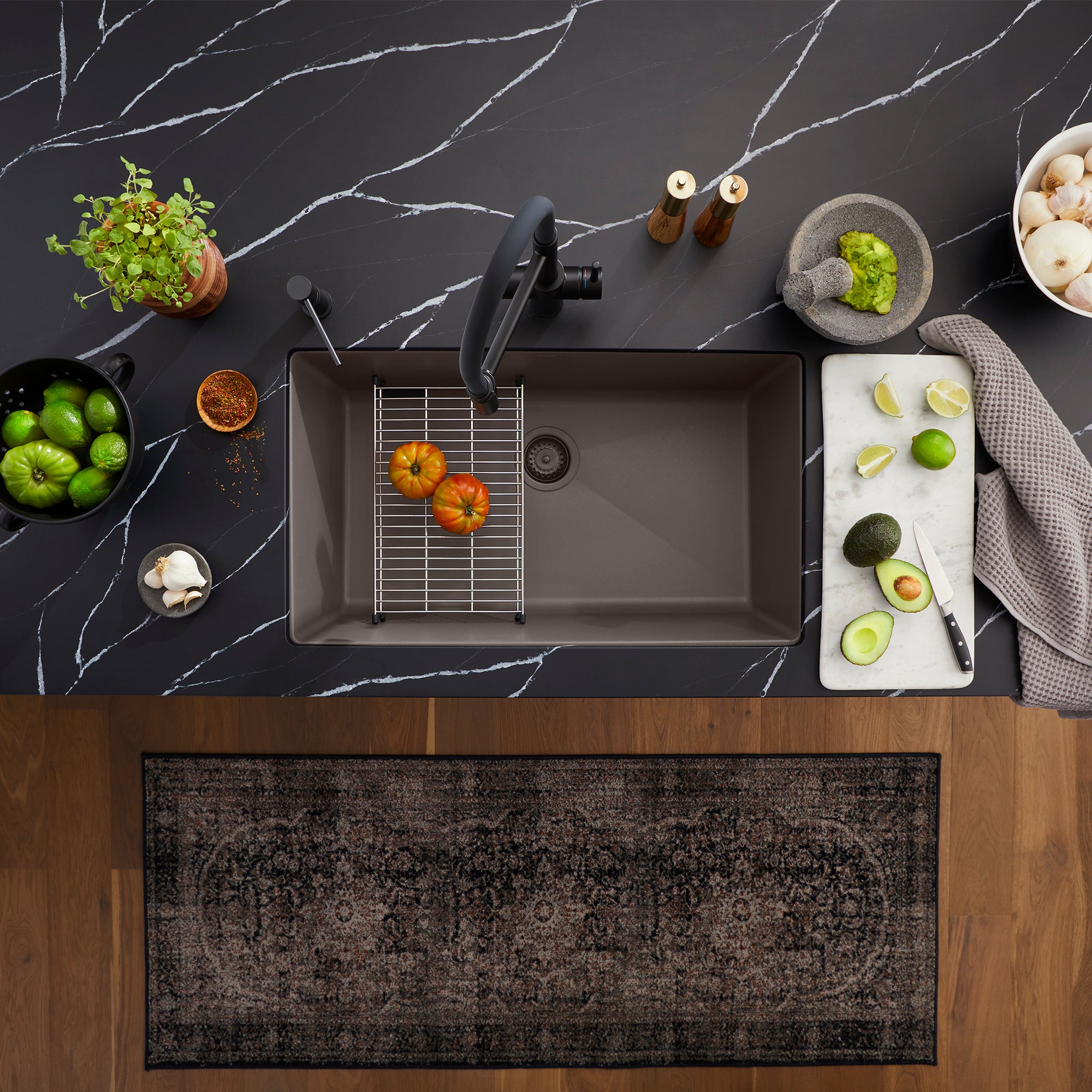 Blanco Precis 30" Undermount Granite Composite Kitchen Sink, Silgranit, Volcano Gray, 443120