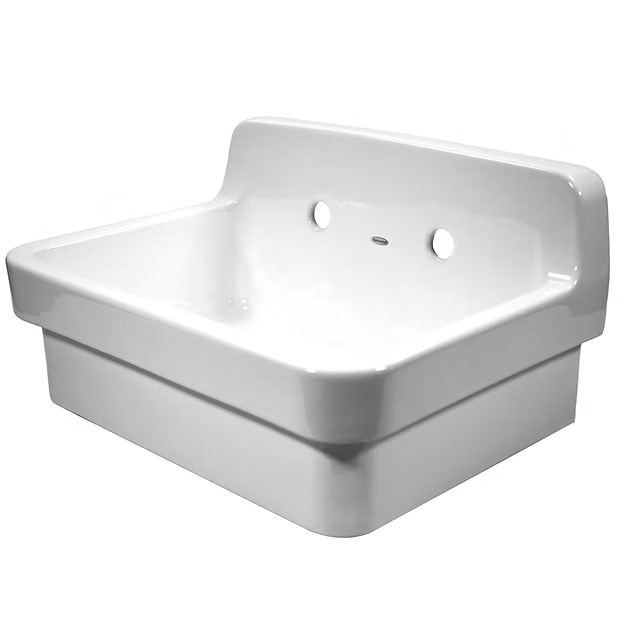 Nantucket Sinks Farm Country 24" Vitreous China Farmhouse Kitchen/Laundry/Utility Sink, White, NS-CS2418-8