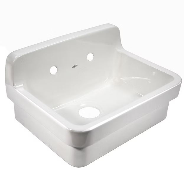Nantucket Sinks Farm Country 24" Vitreous China Farmhouse Kitchen/Laundry/Utility Sink, White, NS-CS2418-8
