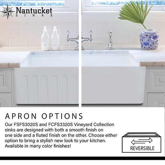 Nantucket Sinks Vineyard 23" Fireclay Farmhouse Sink, Matte Black, FCFS2418S-MatteBlack