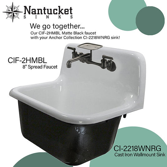 Nantucket Sinks Premium Kitchen 1.5 GPM Brass Utility/Mud/Laundry Faucet, Handle, Black, CIF-2HMBL