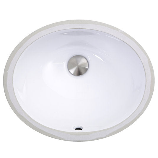 Nantucket Sinks Great Point 15" x 12.125" Oval Undermount Ceramic - Vitreous China Bathroom Sink, White, UM-13x10-W