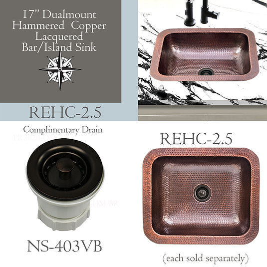 Nantucket Sinks 2.75" Junior Duo Bar Sink Drain In Venetian Bronze NS-403VB