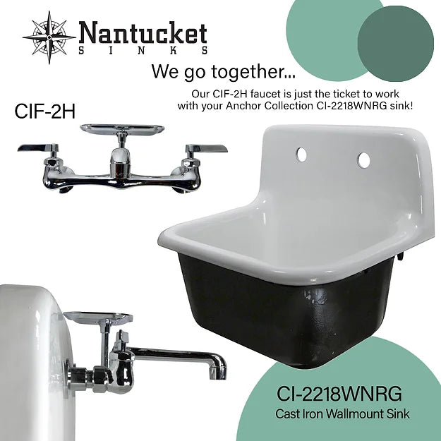 Nantucket Sinks Premium Kitchen 1.5 GPM Brass Utility/Mud/Laundry Faucet, Handle, Chrome, CIF-2H