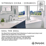 Nantucket Sinks Great Point 15" x 12.125" Oval Undermount Ceramic - Vitreous China Bathroom Sink, Biscuit, UM-13x10-B