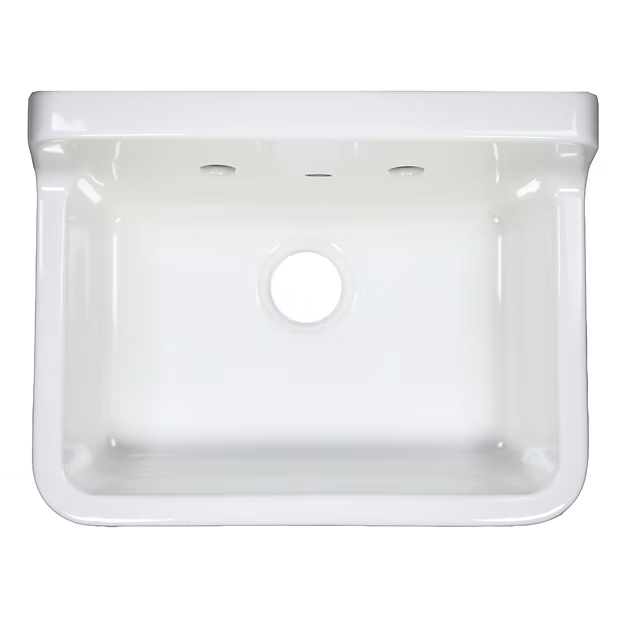 Nantucket Sinks Farm Country 24" Vitreous China Farmhouse Kitchen/Laundry/Utility Sink, White, NS-CS2418-8