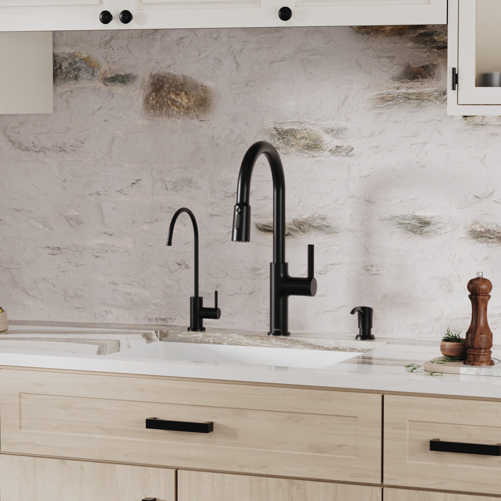 Alternative View of Karran 24" Undermount Quartz Composite Kitchen Sink with Accessories, White, QU-820-WH-PK1