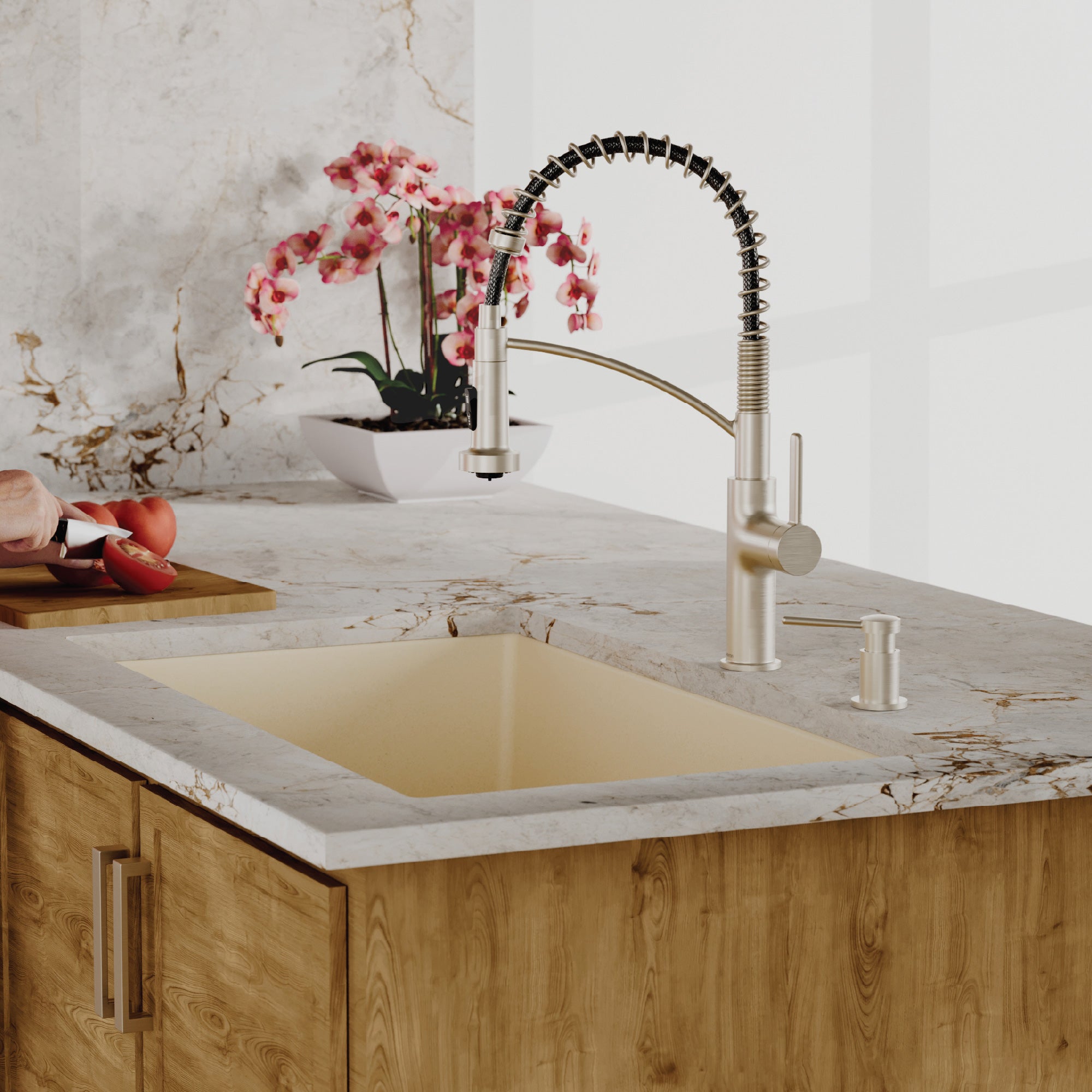 Alternative View of Karran 32" Undermount Quartz Composite Kitchen Sink, Bisque, QU-812-BI