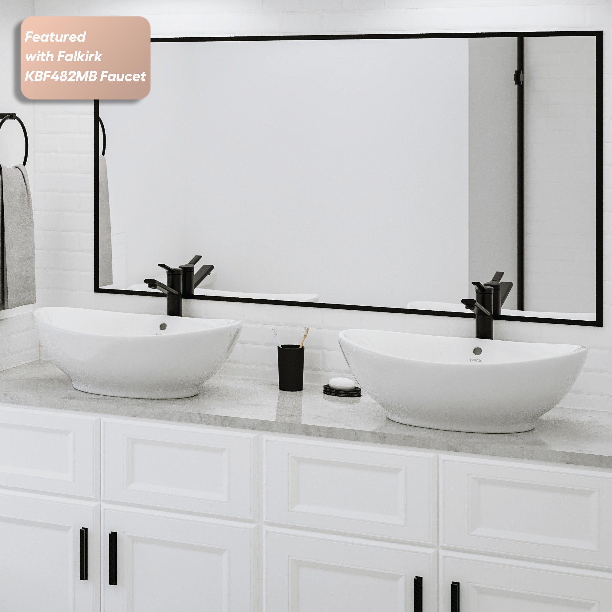 Alternative View of Karran Valera 22.875" x 14.875" x 4.5" Oval Vessel Vitreous China ADA Bathroom Sink, White, VC-301-WH