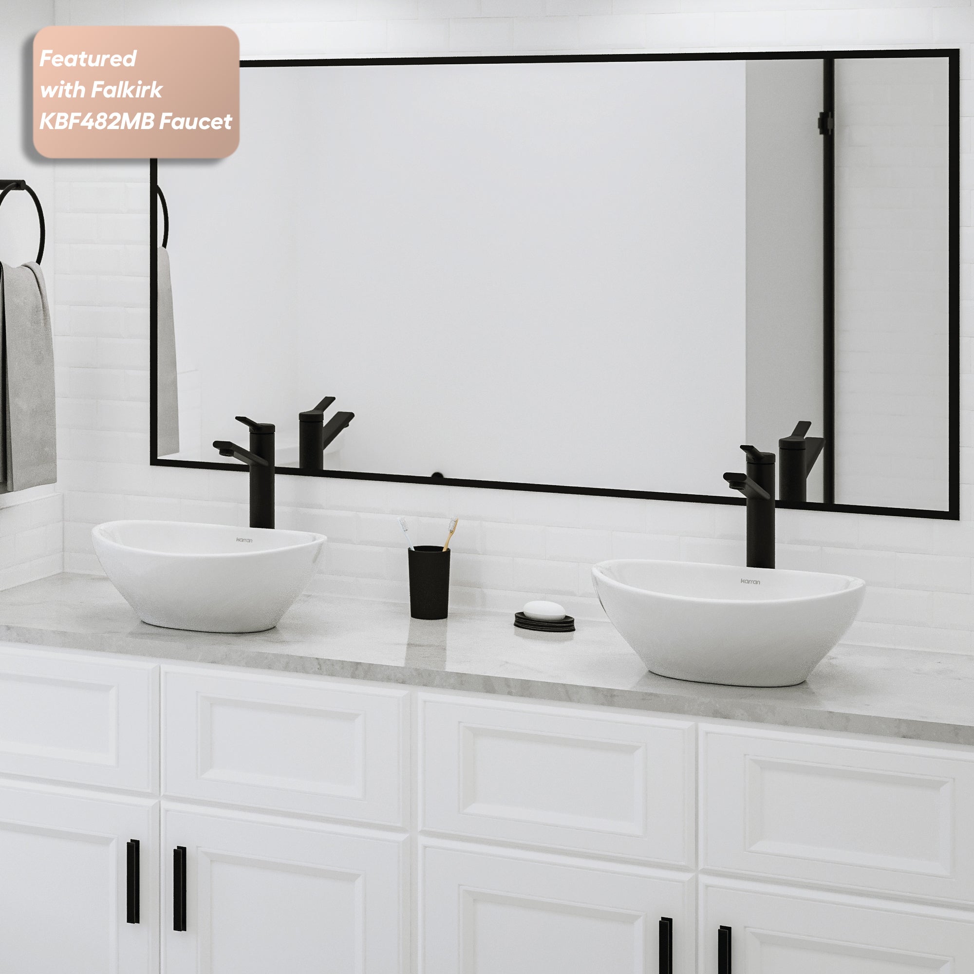Alternative View of Karran Valera 15.5" x 13.25" x 4.5" Oval Vessel Vitreous China ADA Bathroom Sink, White, VC-302-WH
