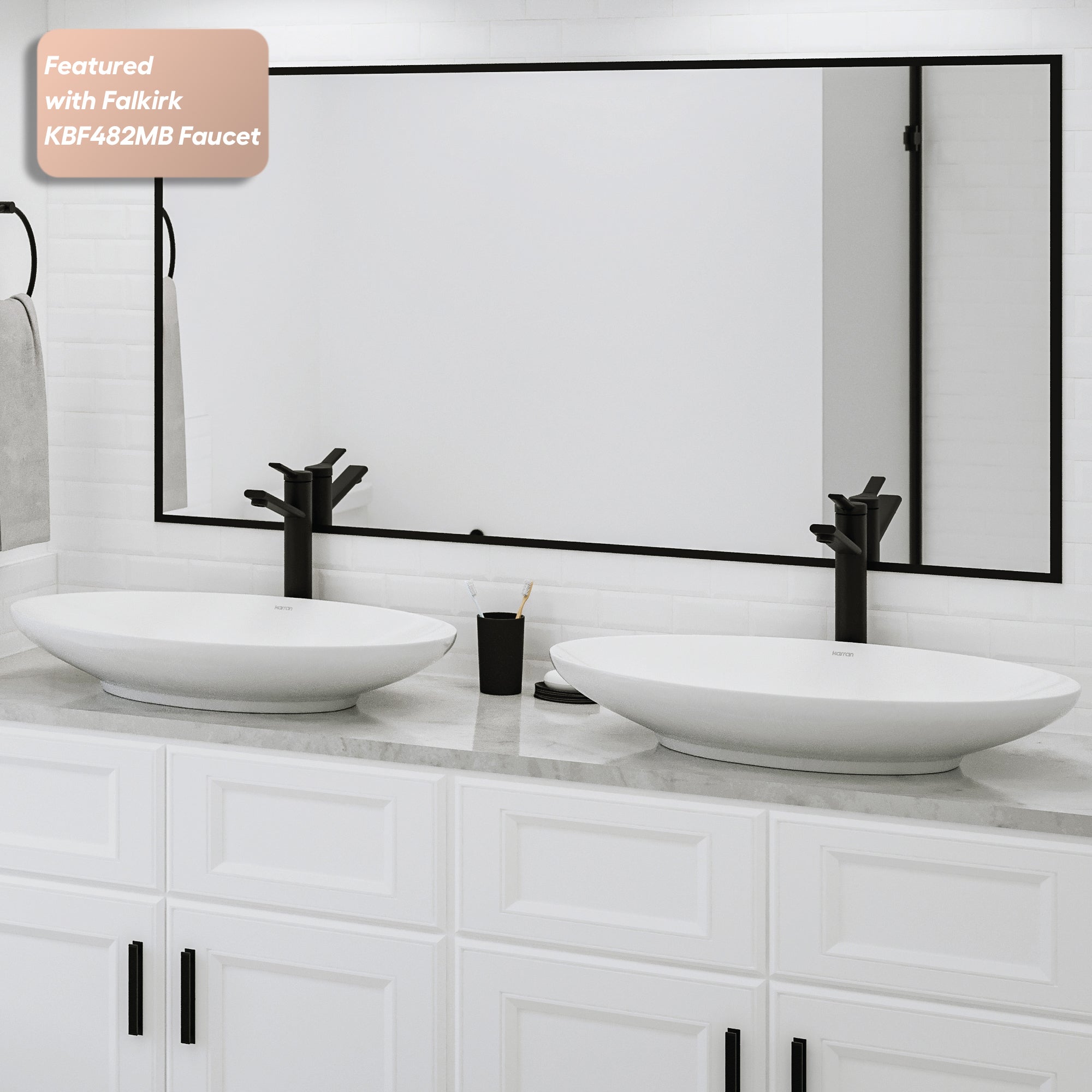 Alternative View of Karran Valera 27" x 163/4" x 31/4" Oval Vessel Vitreous China ADA Bathroom Sink, White, VC-303-WH