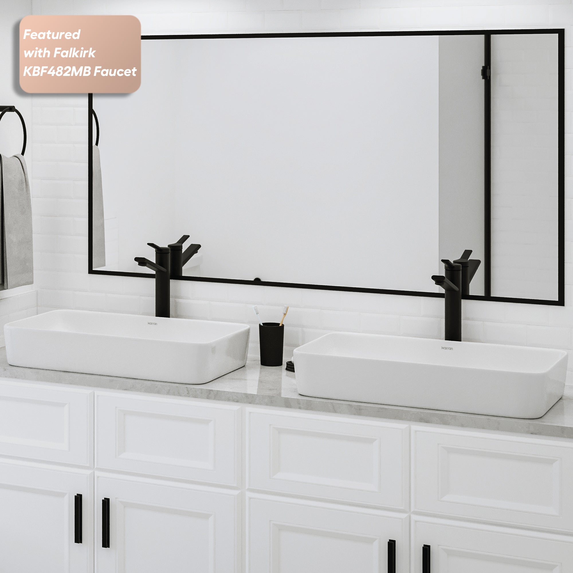 Alternative View of Karran Valera 24.25" x 14" x 3.5" Rectangular Vessel Vitreous China ADA Bathroom Sink, White, VC-506-WH