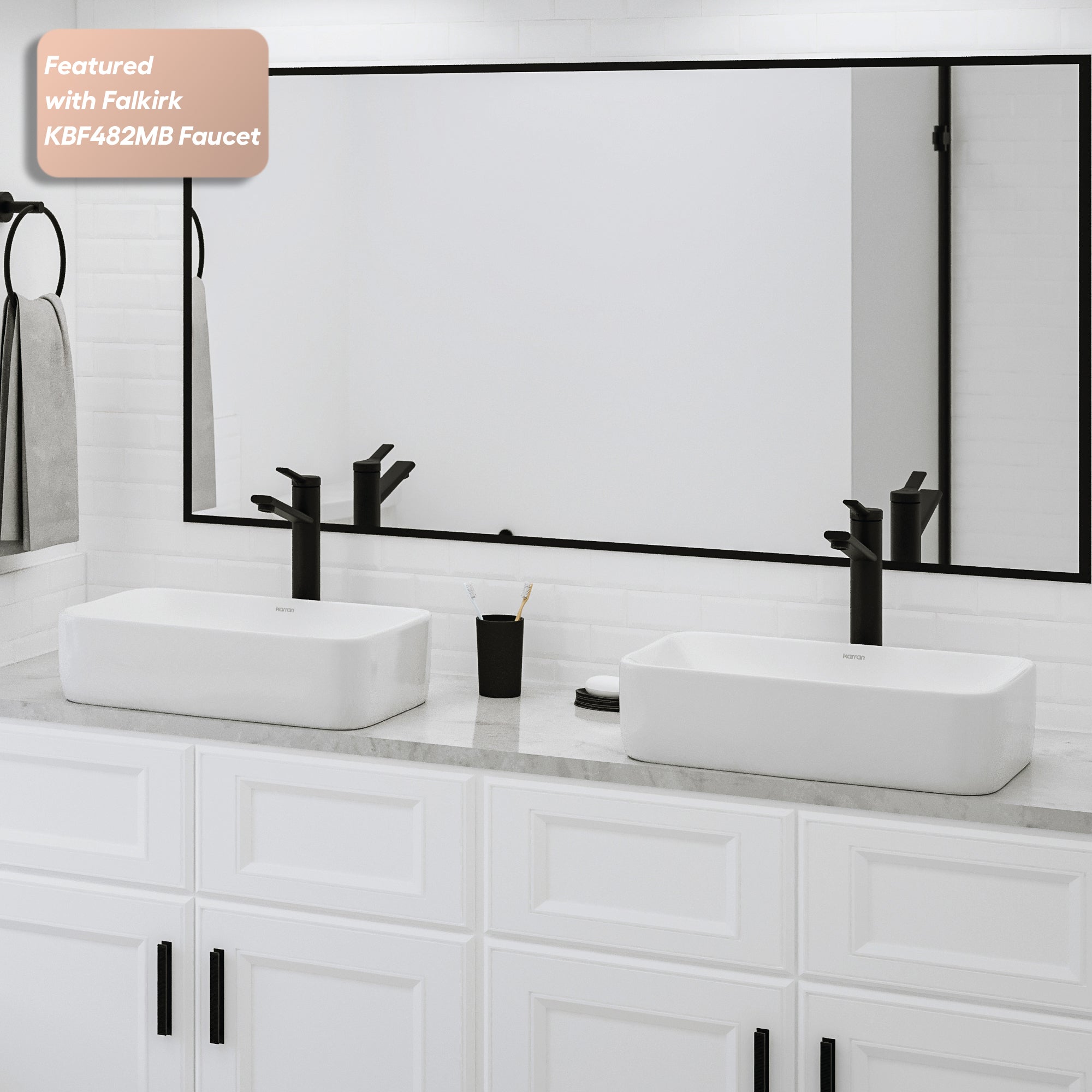 Alternative View of Karran Valera 19" x 11.5" x 3.75" Rectangular Vessel Vitreous China ADA Bathroom Sink, White, VC-507-WH
