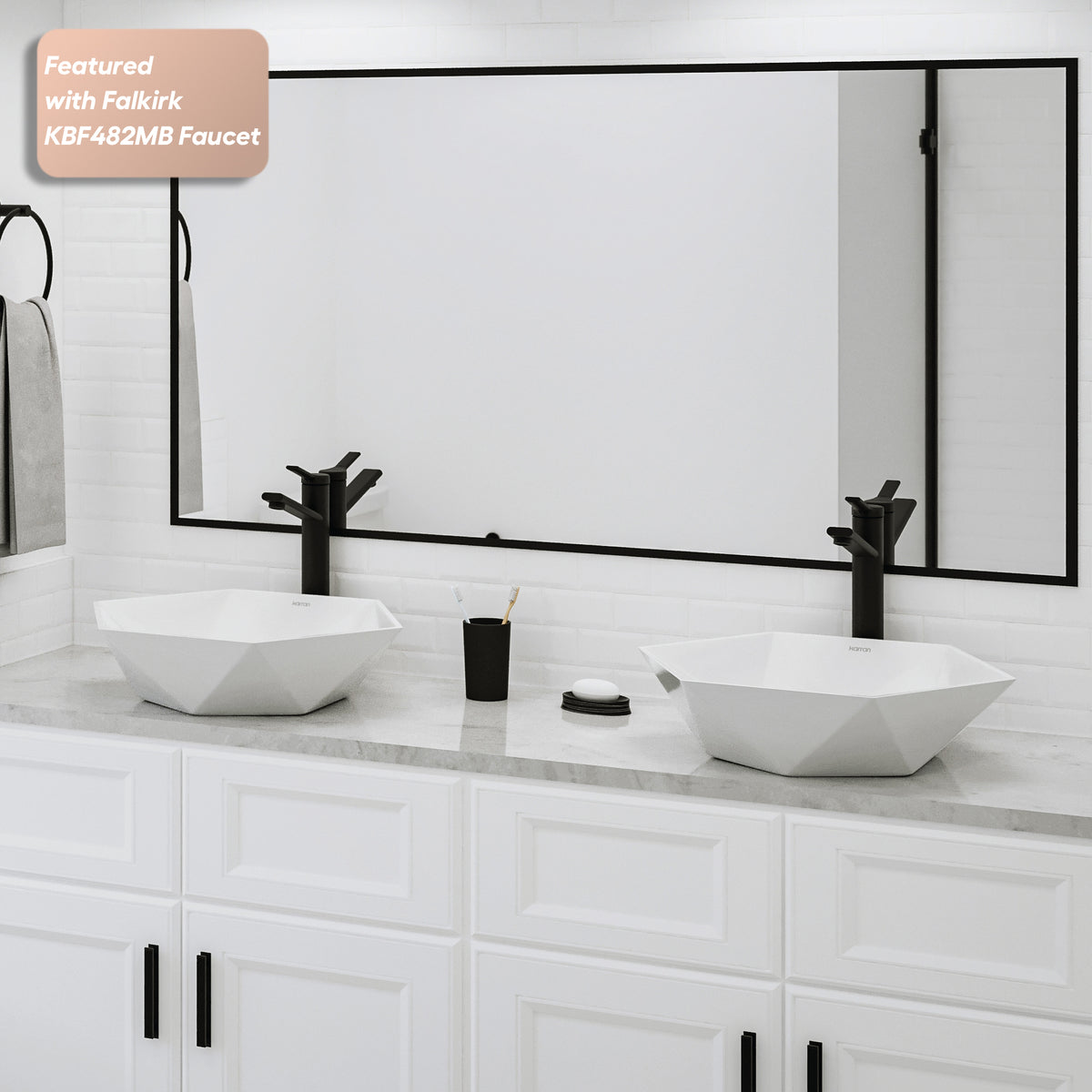 Alternative View of Karran Valera 18.75" x 16.375" x 4" Hexagon Vessel Vitreous China ADA Bathroom Sink, White, VC-601-WH