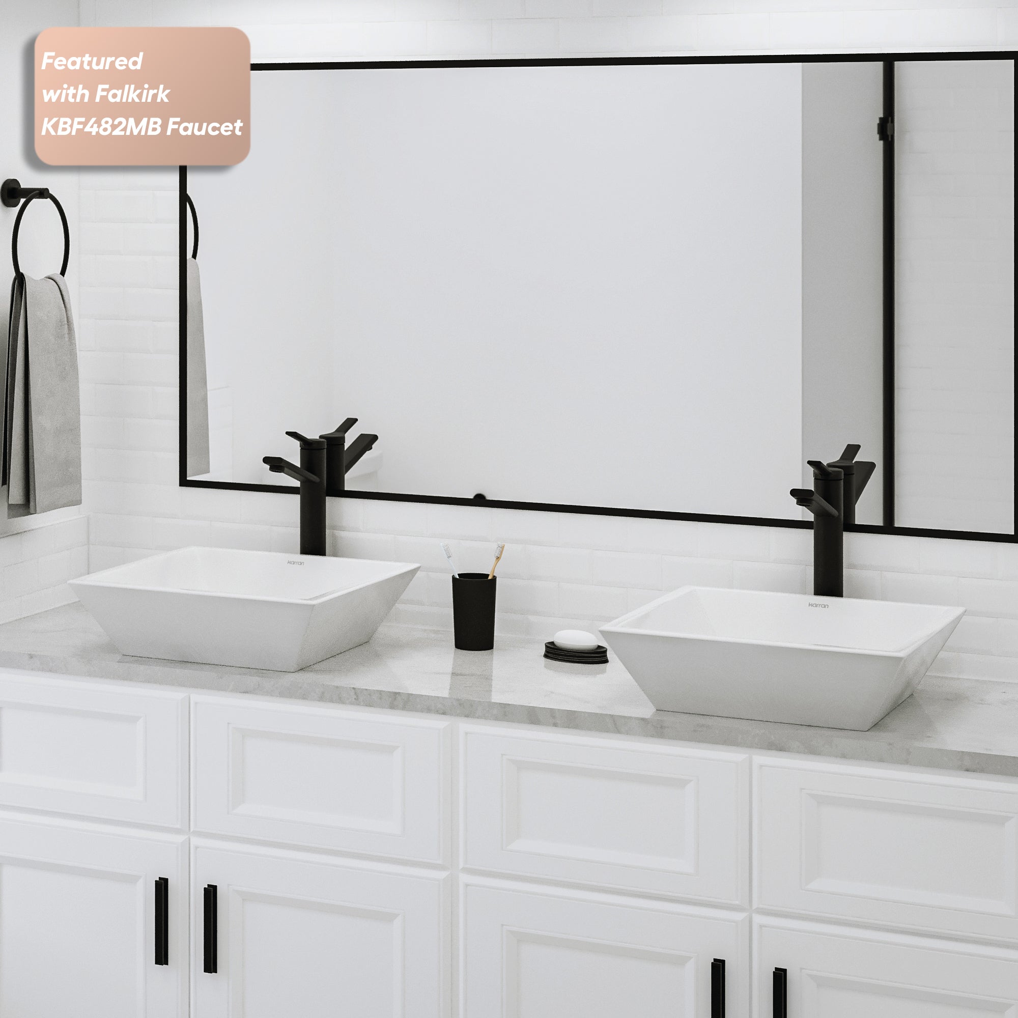 Alternative View of Karran Valera 16.25" x 16.25" x 3.75" Square Vessel Vitreous China ADA Bathroom Sink, White, VC-603-WH