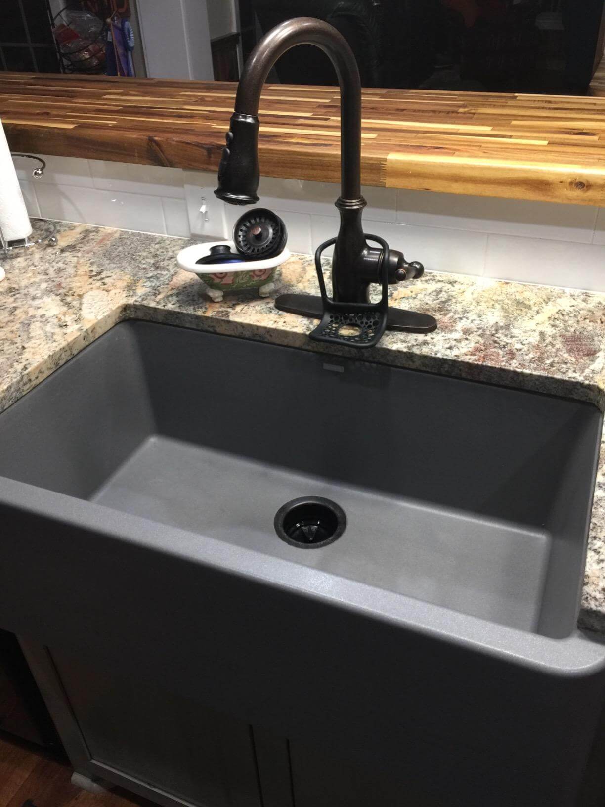 Blanco Ikon 33" Granite Composite Farmhouse Sink, Silgranit, Anthracite, 401895