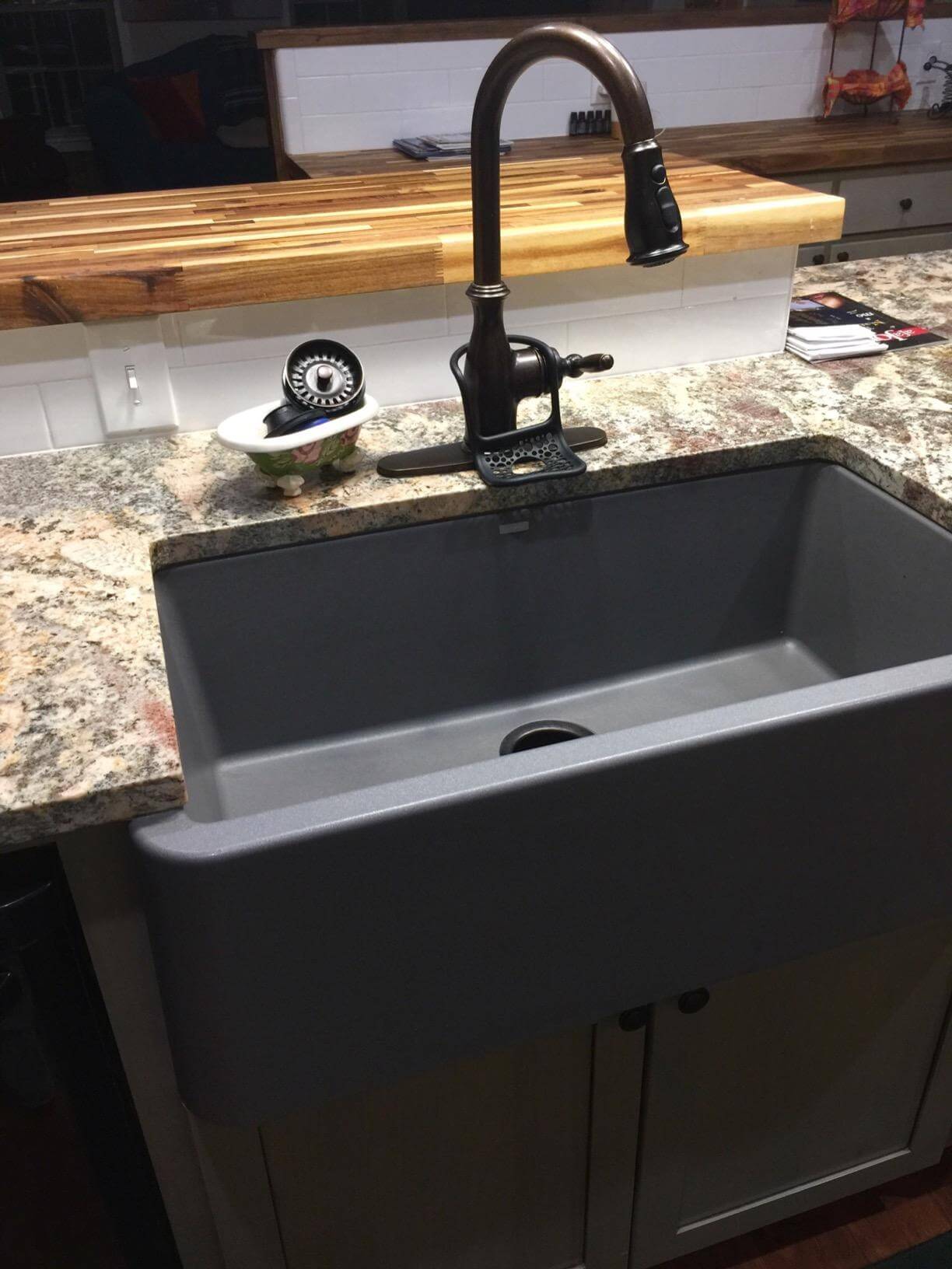 Blanco Ikon 33" Granite Composite Farmhouse Sink, Silgranit, Anthracite, 401895