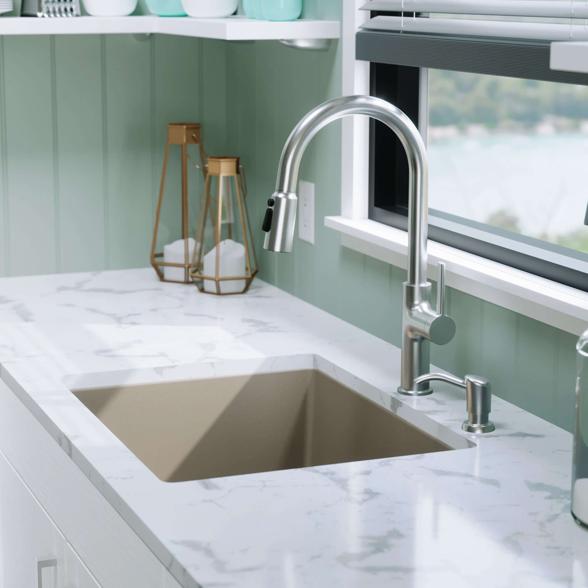Alternative View of Karran 24" Undermount Quartz Composite Kitchen Sink, Concrete, QU-820-CN
