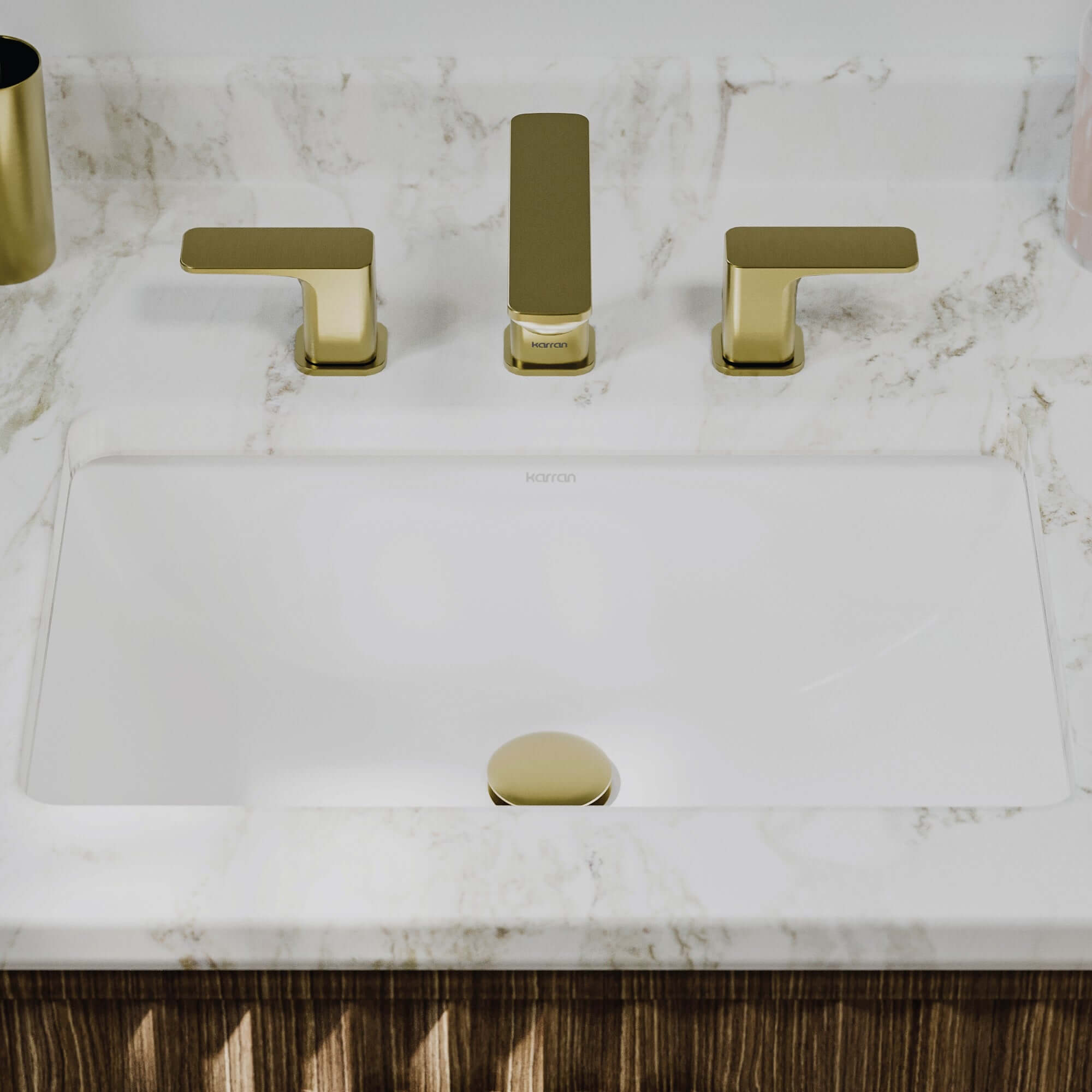 Karran 21 rectangular bathroom sink white lifestyle image
