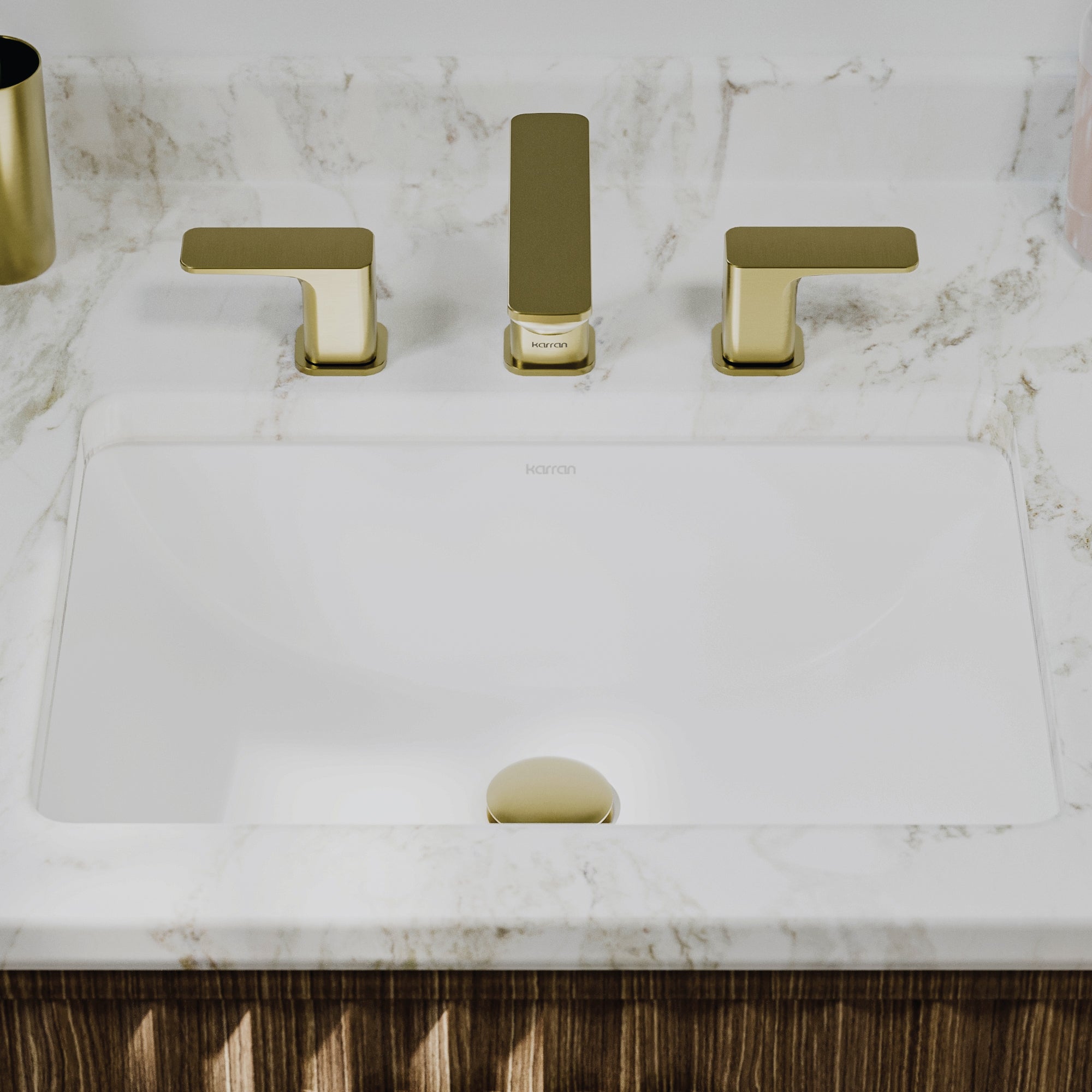 Karran Valera 15.375" x 20.5" Rectangular Undermount Vitreous China Bathroom Sink, White, VC-107-WH