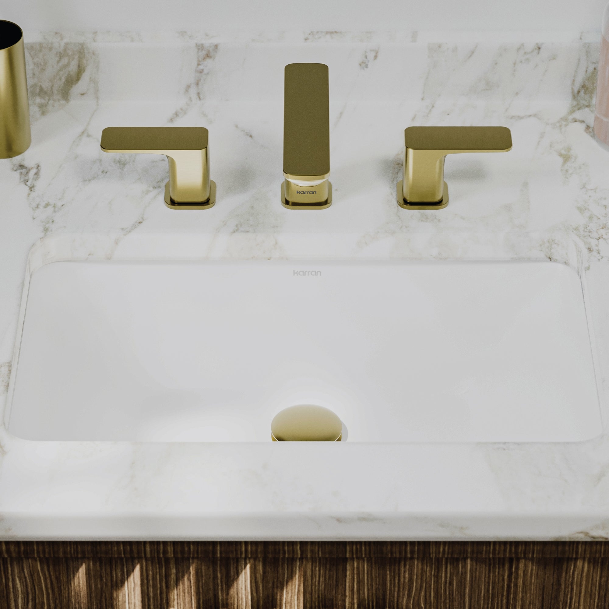 Karran 21 rectangular bathroom sink white lifestyle image