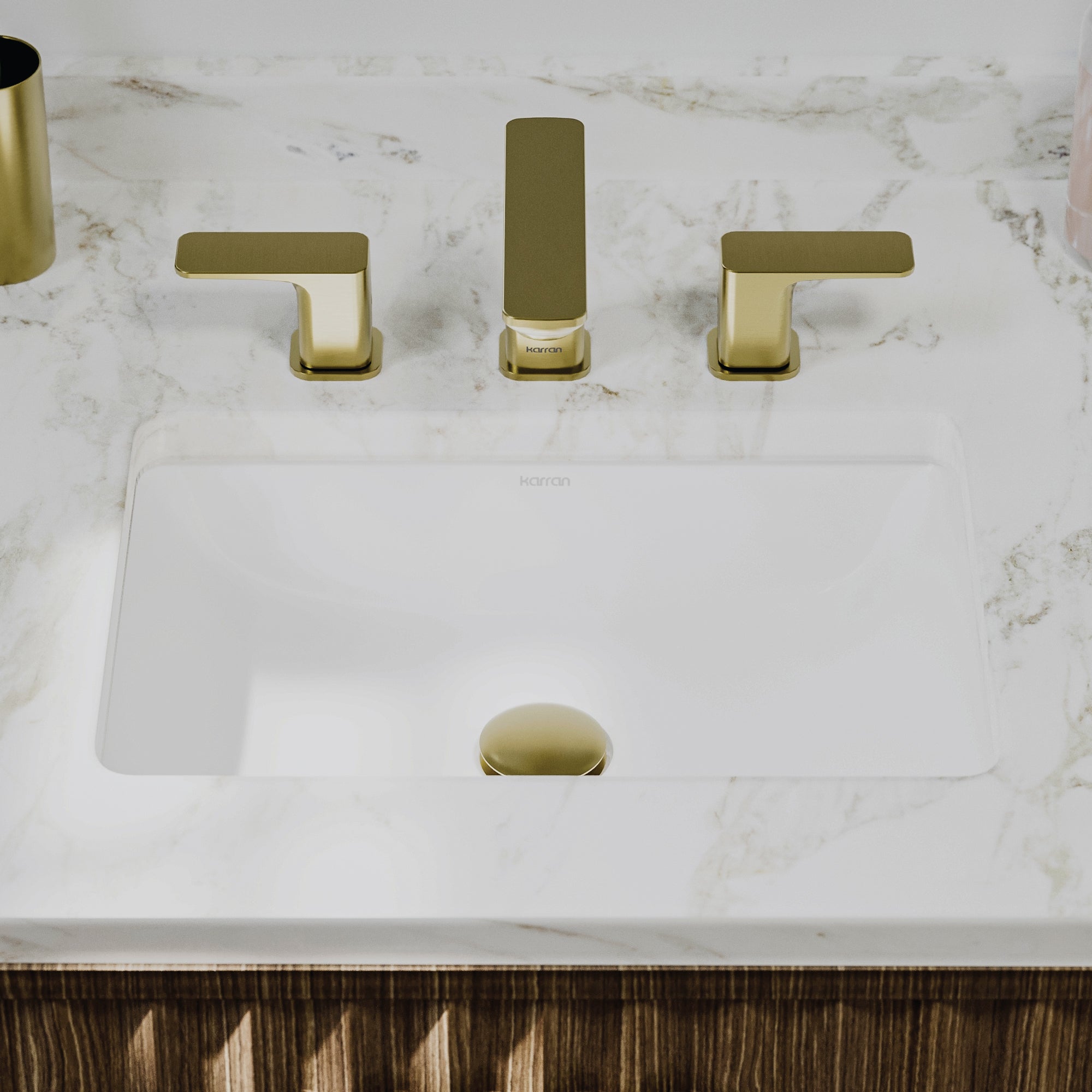 Karran Valera 13.125" x 18.125" Rectangular Undermount Vitreous China ADA Bathroom Sink, White, VC-113-WH