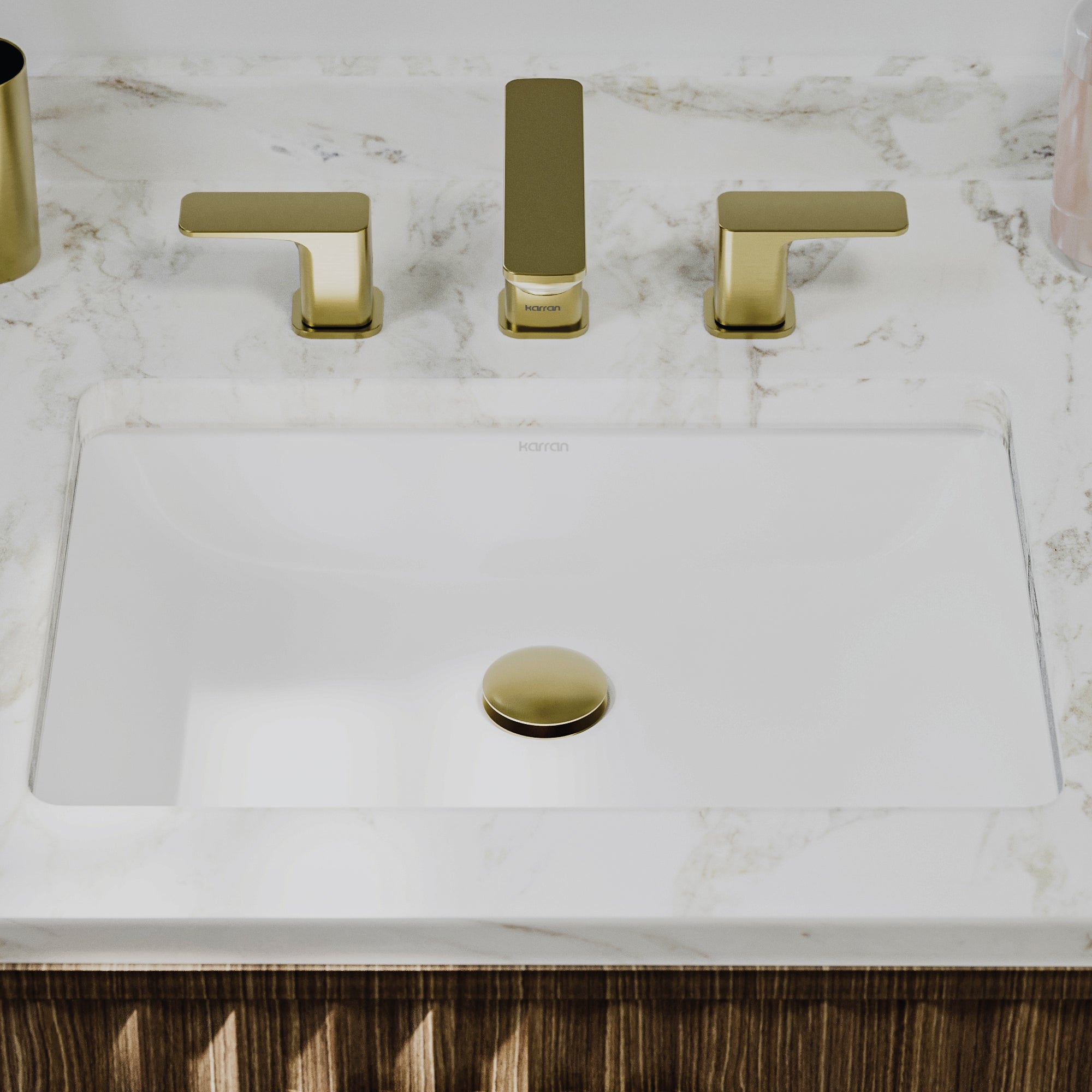 Karran Valera 15" x 20.25" Rectangular Undermount Vitreous China ADA Bathroom Sink, White, VC-114-WH