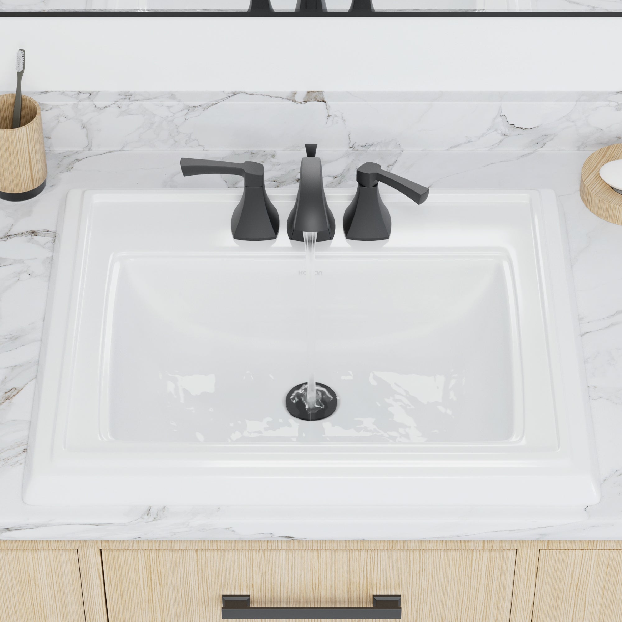 Karran Valera 18.25" x 23" Rectangular Drop In/Topmount Vitreous China ADA Bathroom Sink, White, VC-208-WH