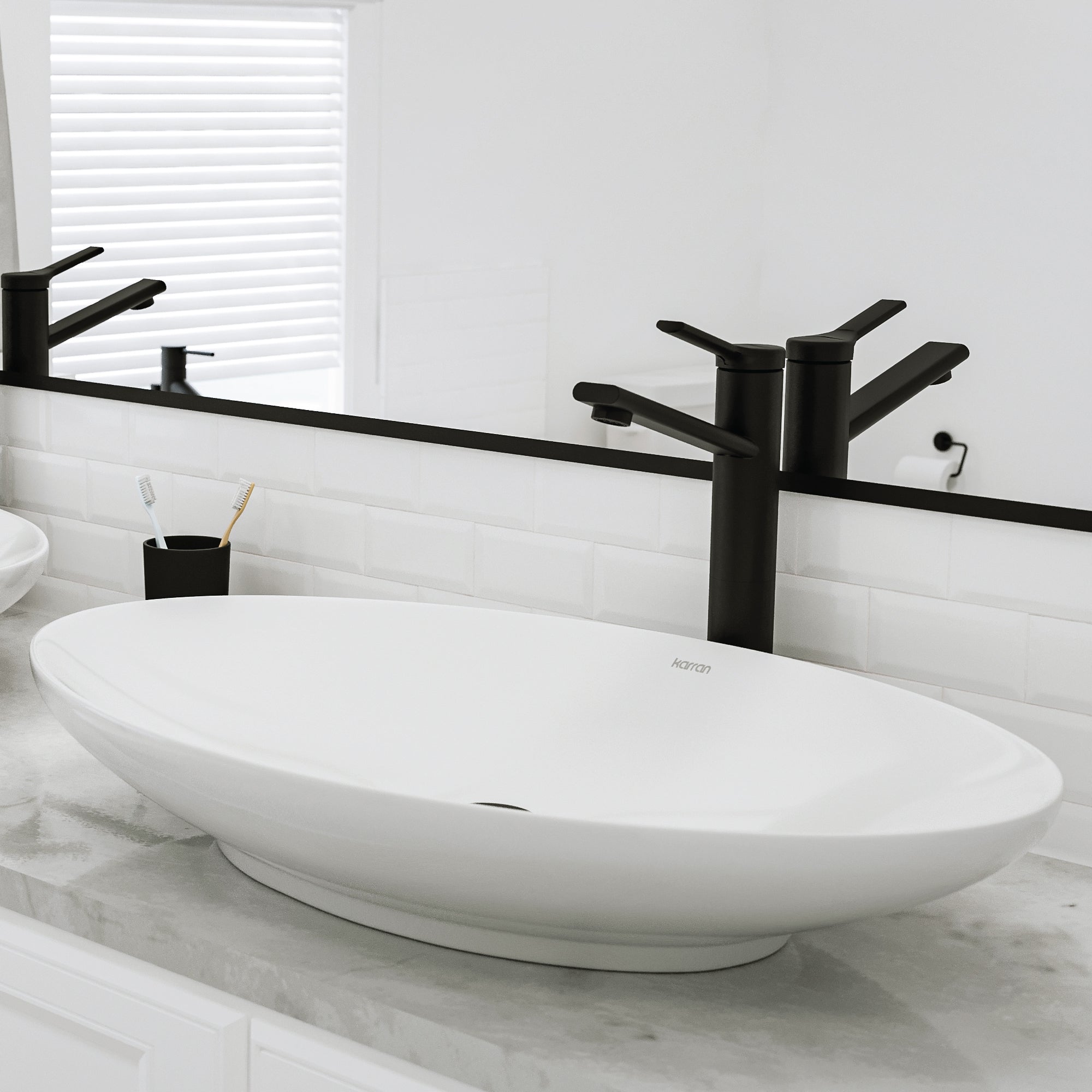 Alternative View of Karran Valera 27" x 163/4" x 31/4" Oval Vessel Vitreous China ADA Bathroom Sink, White, VC-303-WH