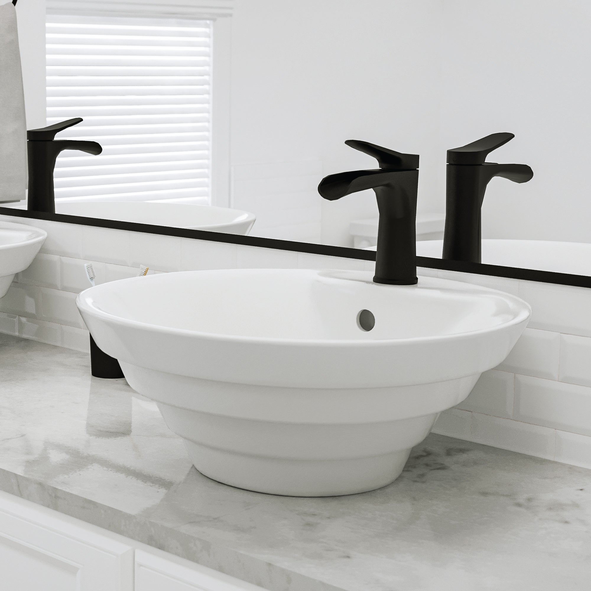 Alternative View of Karran Valera 18.875" x 18.875" x 5.75" Round Vessel Vitreous China ADA Bathroom Sink, White, VC-402-WH